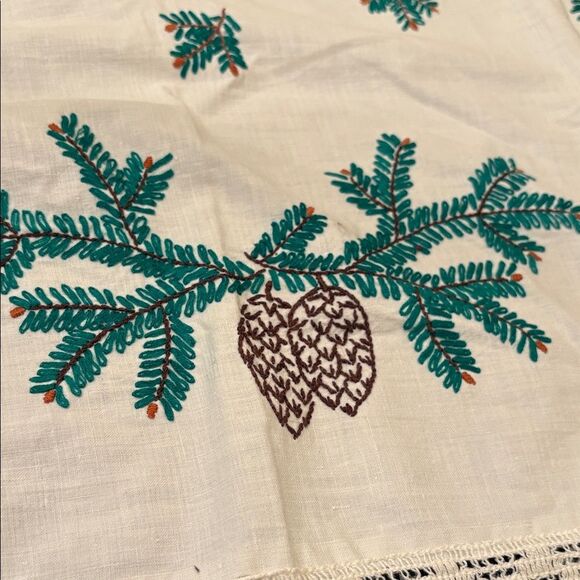 Festive Tablecloth with Pine cones and Candle Design 30” x 32” - Picture 3 of 8